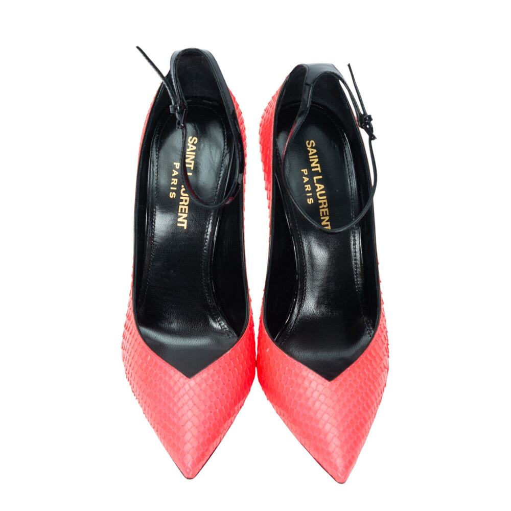 SAINT LAURENT Pink Leather Snakeskin Heels Size 36 US 6 - Picture 2 of 4